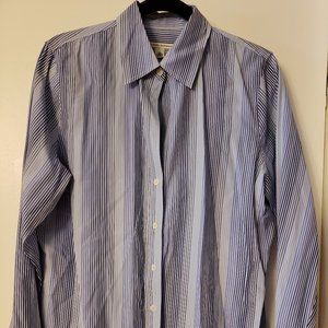 Banana Republic Long Sleeve Blue Stripe Blouse XL